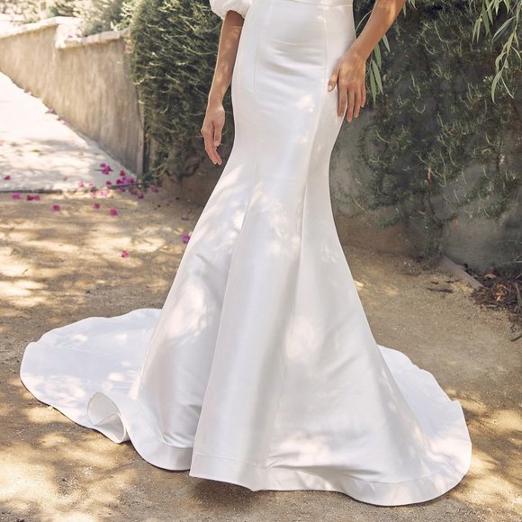 NEW OFF THE SHOULDER MERMAID WEDDING DRESS WITH REMOVABLE PUFF SLEEVES NX JE966 - Picture 5 of 8